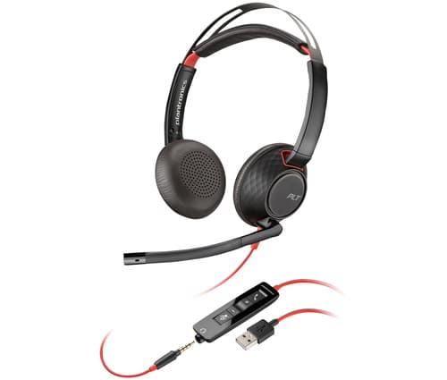 Poly Blackwire C3225 - Blackwire 3200 Series - headset - on-ear - wired - 3.5 mm jack - black - Skype Certified, Cisco Jabber Certified, Avaya Certified — view 1