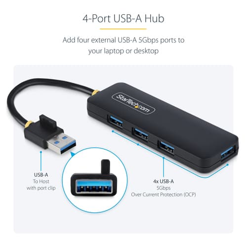 StarTech.com 4-Port USB-A Hub, 5Gbps, Bus Powered, Small Travel Mini Hub - Hub - 4 x USB 3.2 Gen 1 - desktop — view 14