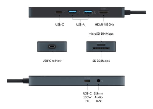 HyperDrive Flex 8 Port USB-C Hub Black — view 7