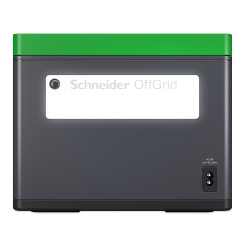 Schneider OffGrid 500 - Portable power station - LCD, 2 BS1363 outlets, sinewave, 3 USB-A, 2 USB-C, wireless charger - AC 195 - 265 / DC 12 -30 V - 500 Watt - Lithium Ion - 517 Wh - output connectors: 2 - United Kingdom - black, green — view 5