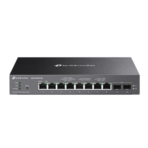 TP-Link Omada SG2210XMP-M2 V1.6 - Switch - L2+ - smart - 8 x 100/1000/2.5G (PoE+) + 2 x 10Gb Ethernet SFP+ - desktop, wall-mountable - PoE+ (160 W)
