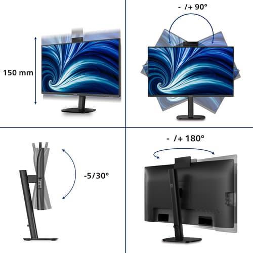 Philips 27B2N3500JH - 3000 Series - LED monitor - 27" - 2560 x 1440 QHD @ 120 Hz - IPS - 1500:1 - 2xHDMI, DisplayPort - speakers - black — view 4