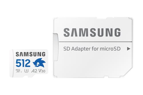 Samsung PRO Plus MB-MD512SA - Sonic the Hedgehog flash memory card (microSDXC to SD adapter included) - 512 GB - A2 / Video Class V30 / UHS-I U3 - microSDXC UHS-I - white — view 7