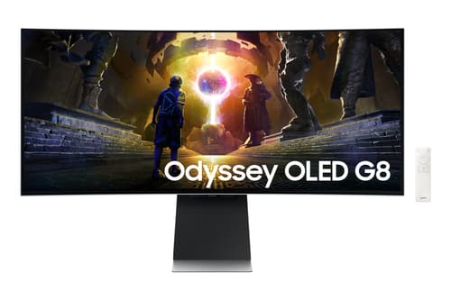 Samsung Odyssey OLED G8 S34DG850SU - G85SD Series - OLED monitor - Smart - gaming - curved - 34" - 3440 x 1440 UWQHD @ 175 Hz - 250 cd/m� - 1000000:1 - HDR10, HDR10+ - 0.03 ms - 2xHDMI, DisplayPort - speakers - silver