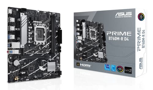 ASUS PRO B760M-R D4 - Motherboard - micro ATX - LGA1700 Socket - B760 Chipset - USB 3.2 Gen 1 - 2.5 Gigabit LAN - onboard graphics (CPU required) - HD Audio (8-channel) — view 1