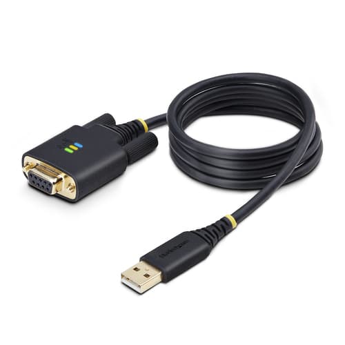 StarTech.com 3ft (1m) USB to Null Modem Serial Adapter Cable, Interchangeable DB9 Screws/Nuts, COM Retention, USB-A to RS232, FTDI, Level-4 ESD Protection, Windows/macOS/ChromeOS/Linux - Rugged TPE Construction (1P3FFCNB-USB-SERIAL) - USB / serial cable - USB (M) to DB-9 (M) - 1 m - black