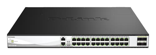 D-Link DXS 3130-28P - Switch - L3 - Managed - 24 x 1/2.5/5/10GBase-T (PoE++) + 4 x 10 Gigabit / 25 Gigabit SFP28 - rack-mountable - PoE++ (790 W)