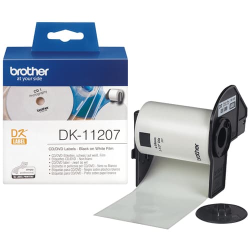 Brother DK-11207 - Black on white - 100 CD/DVD labels - for Brother QL-1050, 1060, 1110, 500, 550, 560, 570, 580, 600, 650, 700, 710, 720, 820