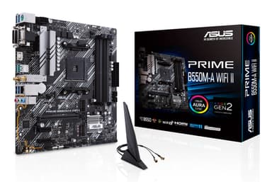 ASUS PRIME B550M-A WIFI II - Motherboard - micro ATX - Socket AM4 - AMD B550 Chipset - USB 3.2 Gen 1, USB 3.2 Gen 2 - Gigabit LAN, Wi-Fi 6, Bluetooth - onboard graphics (CPU required) - HD Audio (8-channel)