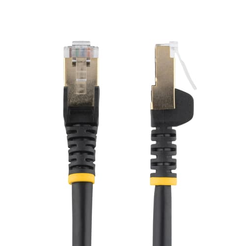StarTech.com 7.5m CAT6A Ethernet Cable, 10 Gigabit Shielded Snagless RJ45 100W PoE Patch Cord, CAT 6A 10GbE STP Network Cable w/Strain Relief, Black, Fluke Tested/UL Certified Wiring/TIA - Category 6A - 26AWG (6ASPAT750CMBK) - Patch cable - RJ-45 (M) to RJ-45 (M) - 7.5 m - STP - CAT 6a - snagless, molded - black