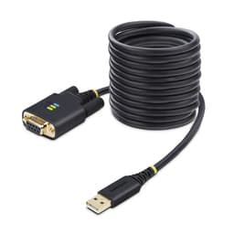 StarTech.com 10ft (3m) USB to Null Modem Serial Adapter Cable, Interchangeable DB9 Screws/Nuts, COM Retention, USB-A to RS232, FTDI, Level-4 ESD Protection, Windows/macOS/ChromeOS/Linux - Rugged TPE Construction (1P10FFCN-USB-SERIAL) - USB / serial cable - USB (M) to DB-9 (M) - 3 m - black