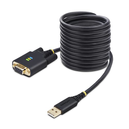 StarTech.com 10ft (3m) USB to Null Modem Serial Adapter Cable, Interchangeable DB9 Screws/Nuts, COM Retention, USB-A to RS232, FTDI, Level-4 ESD Protection, Windows/macOS/ChromeOS/Linux - Rugged TPE Construction (1P10FFCN-USB-SERIAL) - USB / serial cable - USB (M) to DB-9 (M) - 3 m - black