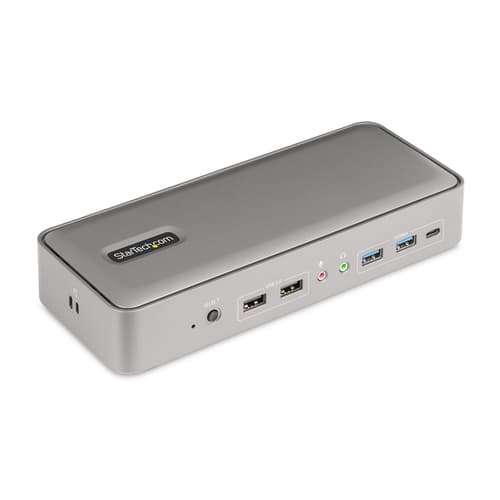StarTech.com Dual-Laptop USB-C KVM Docking Station, Dual Monitor 4K 60Hz DisplayPort Dock, 5-Port USB Hub, GbE, 90W/45W Power Delivery to Two Laptops, Windows/Mac, 2-Host KVM Dock - Docking station - USB-C 3.2 Gen 2 - 2 x DP - 1GbE - TAA Compliant
