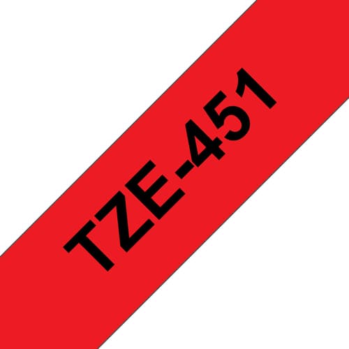 Brother TZe-451 - Standard adhesive - black on red - Roll (2.4 cm x 8 m) 1 cassette(s) laminated tape - for Brother PT-D600, P-Touch PT-3600, D800, E550, E800, P750, P900, P950, P-Touch EDGE PT-P750