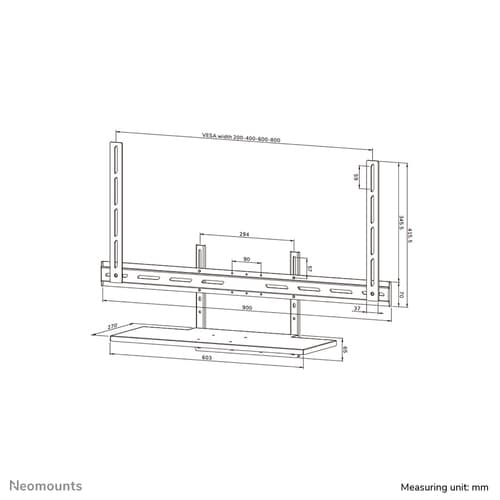 Neomounts AV40-500BL - Mounting kit (mount bracket, keyboard shelf) - for keyboard / mouse - universal - black - screen size: 43"-110" - VESA-mountable — view 20