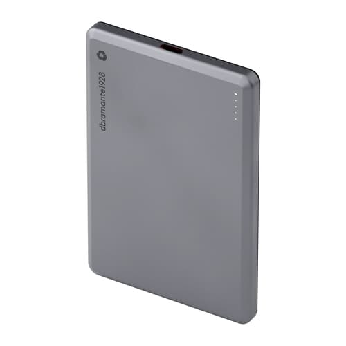 dbramante1928 re-charge - Power bank - MagSafe - 5000 mAh - 20 Watt - Apple 2.4A, BC 1.2, PD 2.0, PD 3.0, QC 2.0, QC 3.0, PE 1.1+, PE 2.0+ - 2 output connectors (24 pin USB-C, magnetic) - on cable: USB-C - grey