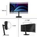 Philips 34B2U3600C - 3000 Series - LED monitor - curved - 34" - 3440 x 1440 WQHD @ 120 Hz - VA - 3500:1 - HDMI, DisplayPort, USB-C - speakers - textured black thumbnail 5