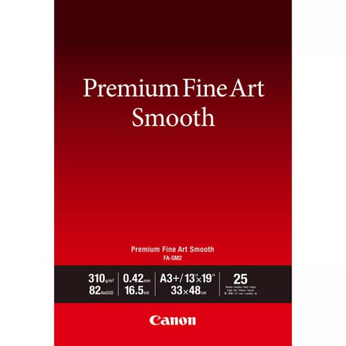 Canon Premium Fine Art Smooth FA-SM2 - Smooth - 16.5 mil - A3 Plus (330.2 x 482.6 mm) - 310 g/m� - 82 lbs - 25 sheet(s) photo paper