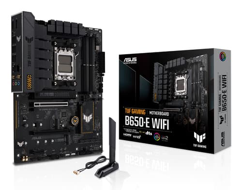 ASUS TUF GAMING B650-E WIFI - Motherboard - ATX - Socket AM5 - AMD B650 Chipset - USB-C Gen2, USB 3.1 Gen 2 - Wi-Fi 6E, Bluetooth - onboard graphics (CPU required) - HD Audio (8-channel)