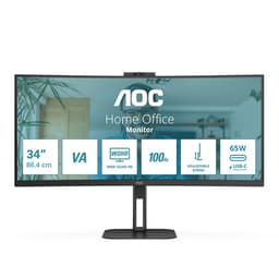 AOC Value-line CU34V5CW/BK - V5 series - LED monitor - curved - 34" - 3440 x 1440 WQHD @ 100 Hz - VA - 300 cd/m� - 3000:1 - 4 ms - HDMI, DisplayPort, USB-C - speakers - black