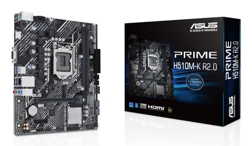 ASUS H510M-K R2.0 - Motherboard - micro ATX - LGA1200 Socket - H470 Chipset - USB 3.2 Gen 1 - Gigabit LAN - onboard graphics (CPU required) - HD Audio (8-channel)