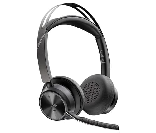 Poly Voyager Focus 2 - Headset - on-ear - Bluetooth - wireless - active noise cancelling - USB-C via Bluetooth adapter - black - Zoom Certified, Certified for Microsoft Teams