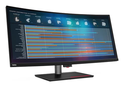 Lenovo ThinkVision P40w-20 - LED monitor - curved - 40" (39.7" viewable) - 5120 x 2160 WUHD @ 75 Hz - IPS - 300 cd/m� - 1000:1 - 4 ms - 2xThunderbolt 4, DisplayPort, HDMI - raven black
