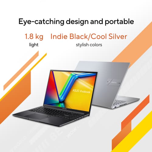 ASUS Vivobook 16 M1605YA-MB456W - 180-degree hinge design - AMD Ryzen 7 - 7730U / up to 4.5 GHz - Win 11 Home - Radeon Graphics - 16 GB RAM - 1 TB SSD NVMe - 16" 1920 x 1200 - cool silver — view 16