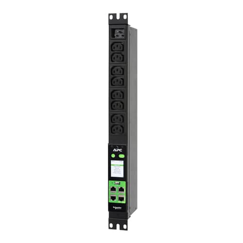 APC EasyPDU EPDU2016M - Power distribution unit (rack-mountable) - metered - AC 230 V - 3680 VA - 1-phase - Ethernet 10/100/1000, serial, USB - output connectors: 8 (power IEC 60320 C13) - 1U - 19" - 2.5 m cord - black — view 4
