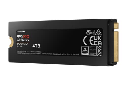 Samsung 990 PRO MZ-V9P4T0GW - SSD - encrypted - 4 TB - internal - M.2 2280 - PCIe 4.0 x4 (NVMe) - 256-bit AES - TCG Opal Encryption 2.0 - integrated heatsink — view 5