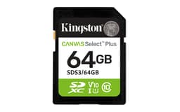 Kingston Canvas Select Plus - Flash memory card - 64 GB - Video Class V10 / UHS-I U1 / Class10 - SDXC UHS-I
