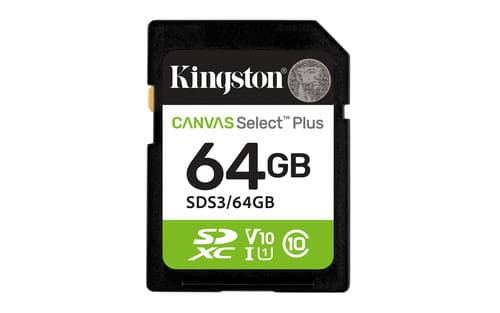 Kingston Canvas Select Plus - Flash memory card - 64 GB - Video Class V10 / UHS-I U1 / Class10 - SDXC UHS-I — view 1