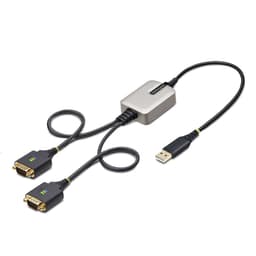 StarTech.com 2ft (60cm) 2-Port USB to Serial Adapter Cable, Interchangeable DB9 Screws/Nuts, COM Retention, USB-A to DB9 RS232, FTDI, Level-4 ESD Protection, Windows/macOS/ChromeOS/Linux - Rugged TPE Construction (2P1FFC-USB-SERIAL) - USB / serial cable - USB (M) to DB-9 (M) - 60 cm - black