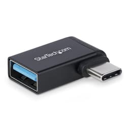 StarTech.com Right Angled USB-C to USB-A Adapter, USB 5Gbps, Compact USB-C Male to USB-A Female Adapter, Metal Housing, M/F - USB adapter - 24 pin USB-C (M) right-angled to USB (F) - USB 3.2 Gen 1 - 5 V - 3 A - passive, up to 5 Gbps data transfer rate - black
