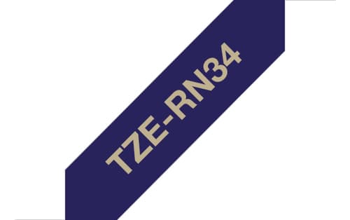 Brother TZe-RN34 - Gold on navy blue - Roll (1.2 cm x 4 m) 1 cassette(s) ribbon tape - for Brother PT-D600, H110, P-Touch PT-E310, P-Touch Cube PT-P300, P-Touch Embellish PT-D215