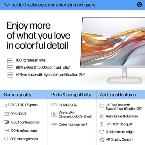 HP S5 524SW FHD WHT MNTR — view 4