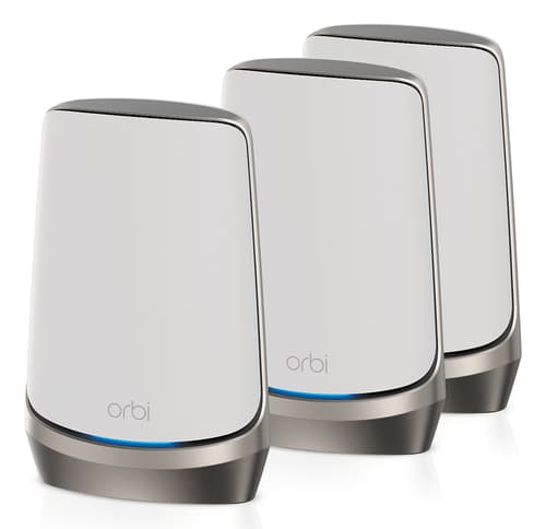 NETGEAR Orbi RBKE963 - Wi-Fi system - (router, 2 extenders) - up to 6,500 sq.ft - mesh 10GbE, 2.5GbE - Wi-Fi 6E - Multi-Band
