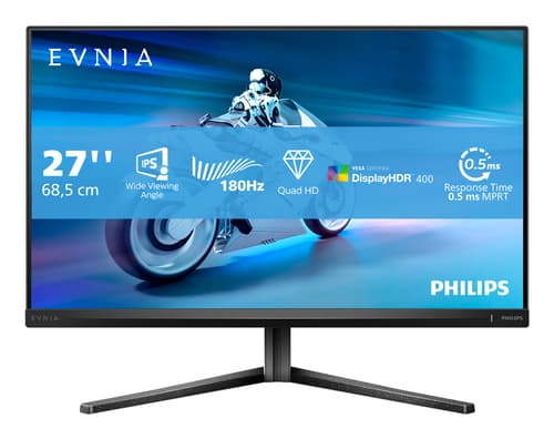 Philips Evnia 5000 27M2N5500 - LED monitor - gaming - 27" - 2560 x 1440 QHD @ 180 Hz - Fast IPS - 500 cd/m� - 1200:1 - DisplayHDR 400 - 0.5 ms - 2xHDMI, 2xDisplayPort - dark slate