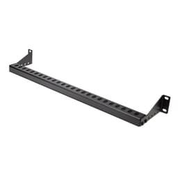 StarTech.com 1U Rack Mountable Cable Lacing Bar w/Adjustable Depth, Cable Support Guide For Organized 19" Racks/Cabinets, Horizontal Cable Guide For Patch Panels/Switches/PDUs - Rack cable management lacing bar (horizontal) - black - 1U - 19"