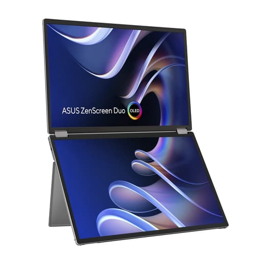 ASUS ZenScreen Duo OLED MQ149CD - Dual OLED monitor - 14" - portable - touchscreen - 1920 x 1200 @ 60 Hz - 500 cd/m� - 100000:1 - DisplayHDR 400 True Black - 1 ms - grey — view 1