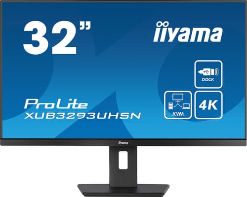iiyama ProLite XUB3293UHSN-B5 - LED monitor - 32" (31.5" viewable) - 3840 x 2160 4K @ 60 Hz - IPS - 350 cd/m� - 1000:1 - 4 ms - HDMI, DisplayPort, USB-C - speakers - matte black
