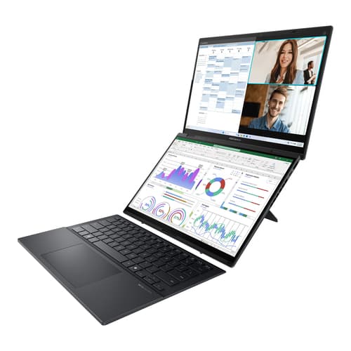 ASUS Zenbook Duo OLED UX8406CA-QL135W - 180-degree hinge design - Intel Core Ultra 7 - 255H / up to 5.1 GHz - Evo - Win 11 Home - Arc Graphics 140T - 16 GB RAM - 1 TB SSD NVMe - 14" OLED touchscreen 1920 x 1200 @ 120 Hz - Wi-Fi 7, Bluetooth - inkwell grey — view 6