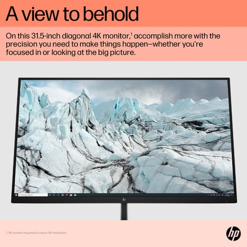 HP E32K G5 - E-Series - LED monitor - 31.5" - 3840 x 2160 4K UHD (2160p) @ 60 Hz - IPS - 350 cd/m� - 1000:1 - 5 ms - HDMI, DisplayPort, USB-C - speakers - black head, black and silver (stand) — view 8