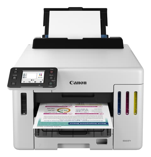 Canon MAXIFY GX5550 A4 Colour Print Only Printer. Refillable Inktank printer. 600 Sheet Capacity, 2x 250 Sheet Cassetts, 100 Sheet Feeder. 24ipm mono, 15ipm colour. USB/WIFI/Ethernet. MacOS/Windows/IOS/Android/ChromeOSWeight: 14.54 KG — view 3