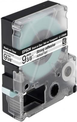 Epson LC-3TBW9 - Extra strength adhesive tape - black on transparent - Roll (0.9 cm x 9 m) 1 roll(s) - for LabelWorks LW-1000P, LW-300, LW-300L, LW-400, LW-400L, LW-400VP, LW-600P, LW-700, LW-900P