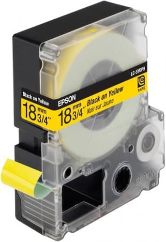 Epson LC-5YBP9 - Tape reel labels - pastel black on yellow - Roll (1.8 cm x 9 m) 1 roll(s) - for LabelWorks LW-1000P, LW-400, LW-400L, LW-400VP, LW-600P, LW-700, LW-900P — view 1