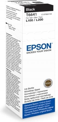 Epson Ink Cartridges, T6641, 4 colour ink bottles, Singlepack, 1 x 70.0 ml Black