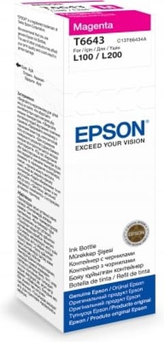 Epson Ink Cartridges, T6643, 4 colour ink bottles, Singlepack, 1 x 70.0 ml Magenta — view 1