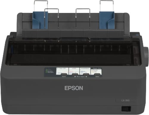 Epson LX-350 Dot matrix printer, 9 pins, 80 column, original + 4 copies, 347 cps HSD (10 cpi), Epson ESC/P - IBM 2380+ emulation, 3 fonts, 8 BarCode fonts, 3 paper paths, single and continous sheet, paper park, USB, Parallel and Serial I/F