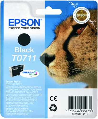 Epson T0711 - 7.4 ml - black - original - blister - ink cartridge - for Stylus DX9400, SX115, SX210, SX215, SX218, SX415, SX515, SX610, Stylus Office BX310, BX610 — view 4